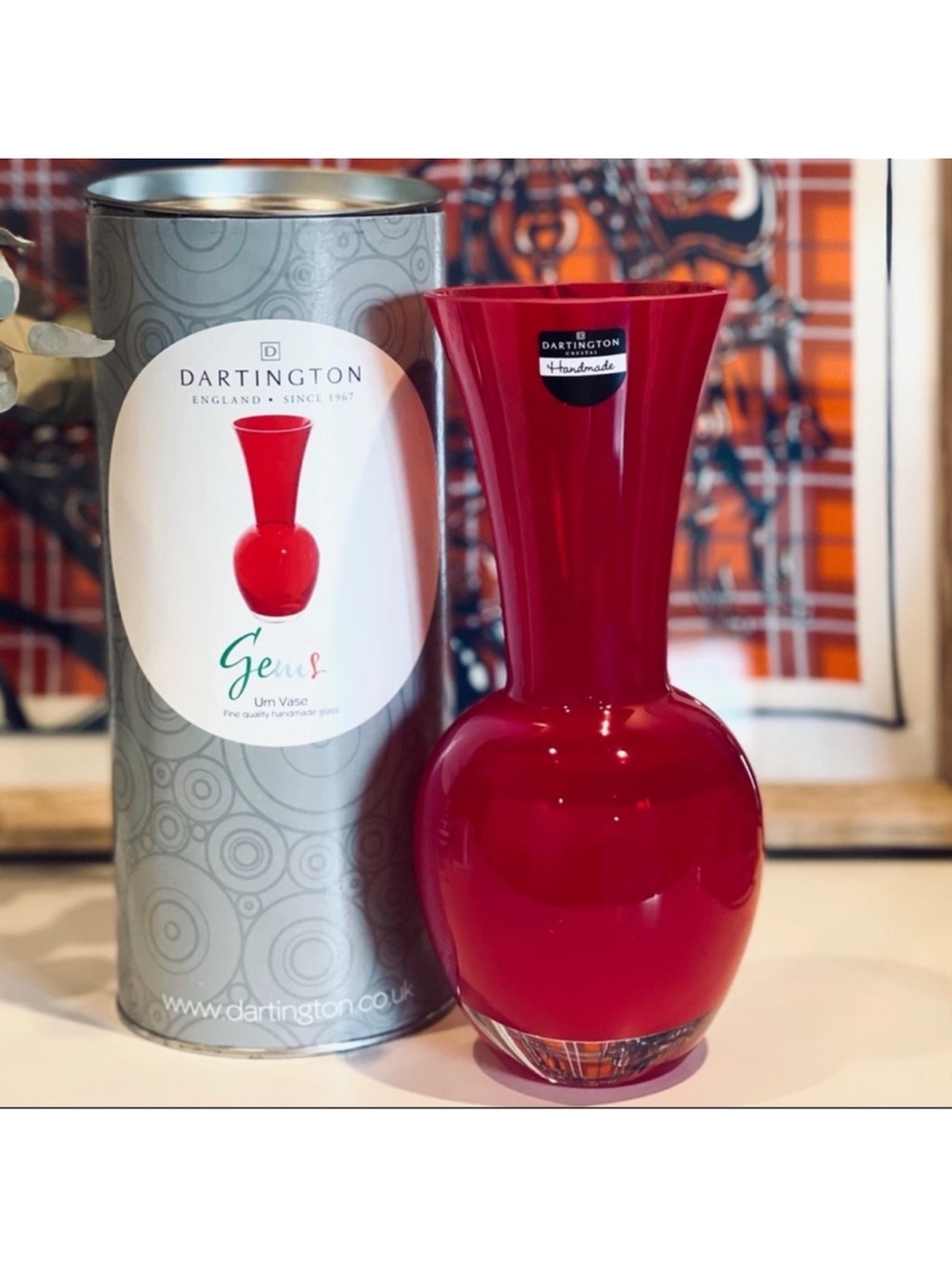 Dartington Crystal Gems Urn Vase Red